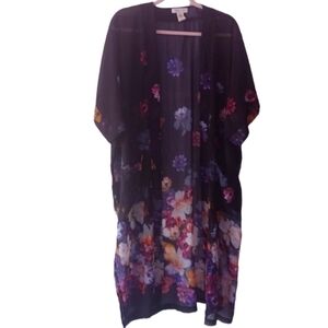 Rachel Zoe Black Floral Print Duster